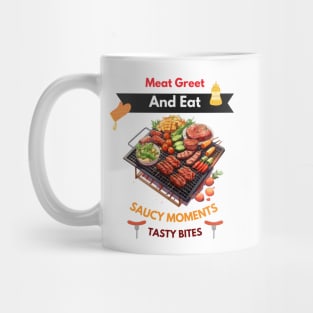 Barbecue (BBQ) filled with meat and vegetables on the grill Mug